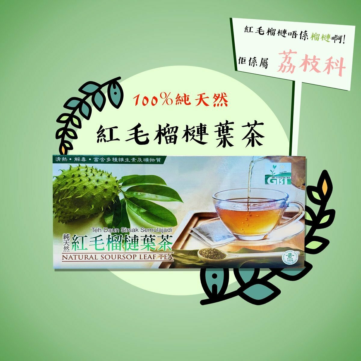 GBT - 紅毛榴槤葉茶 #健康 #天然材料 #荔枝系 #非榴槤 (2 x 20G)