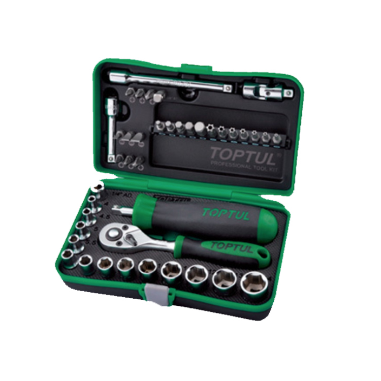 TOPTUL 1/4"六角套筒棘輪板手組｜MIT工具組