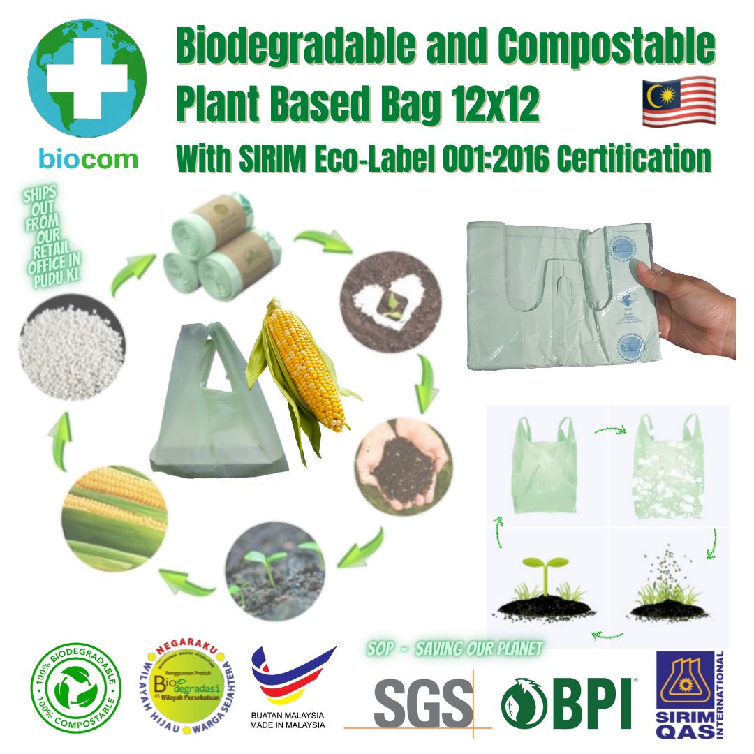 Biodegradable and Compostable 12x12 inch Singlet Bag