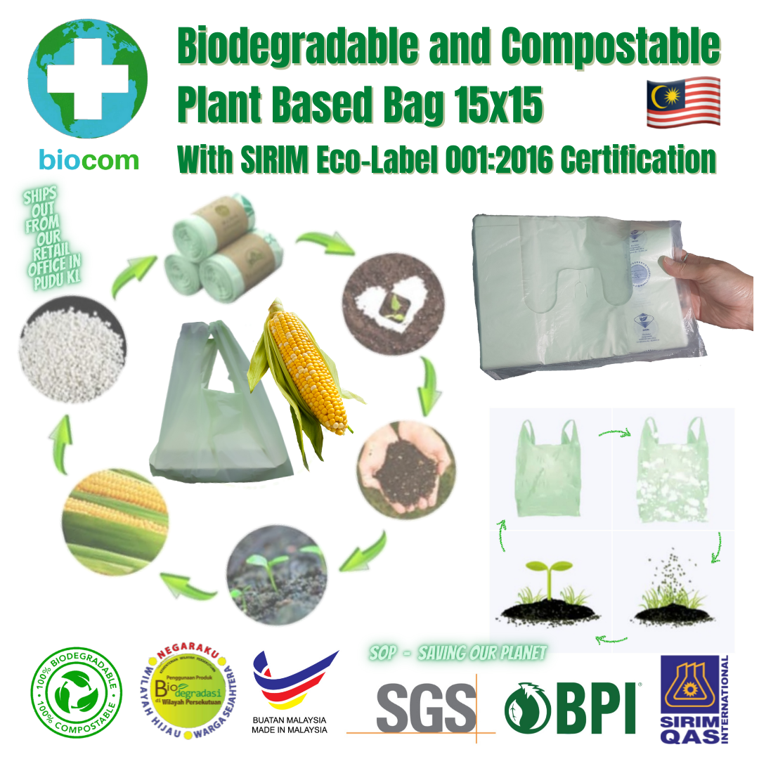 Biodegradable and Compostable 15x15 Singlet Bag