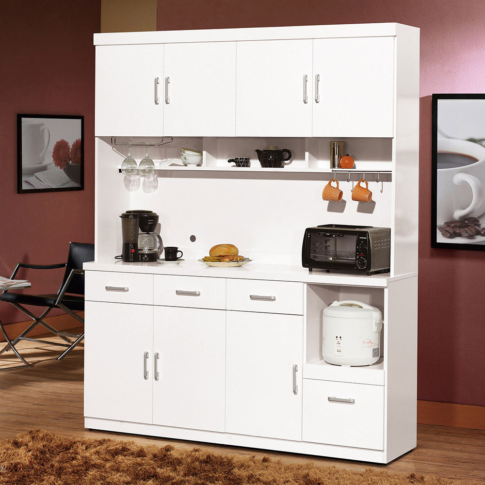 祖迪白色5.3尺碗碟櫃/餐櫃整組