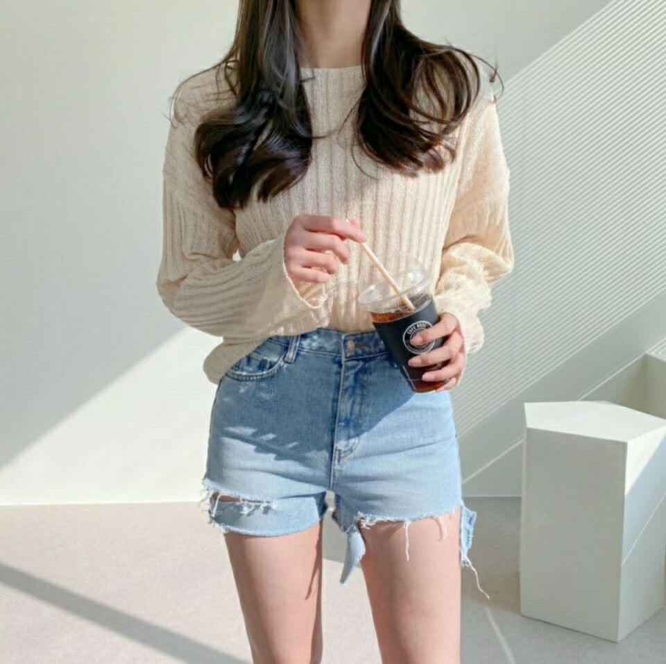 7162不規則重度破壞風牛仔短褲