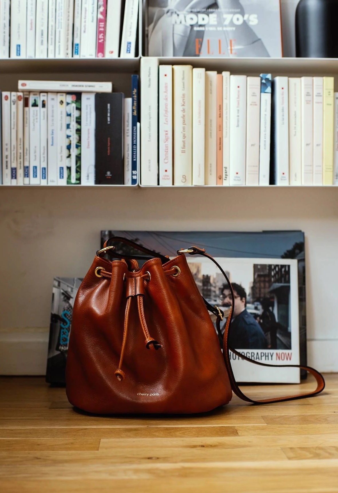 Cherry Paris Leather Bucket bag Linda 4009 Marron 啡色