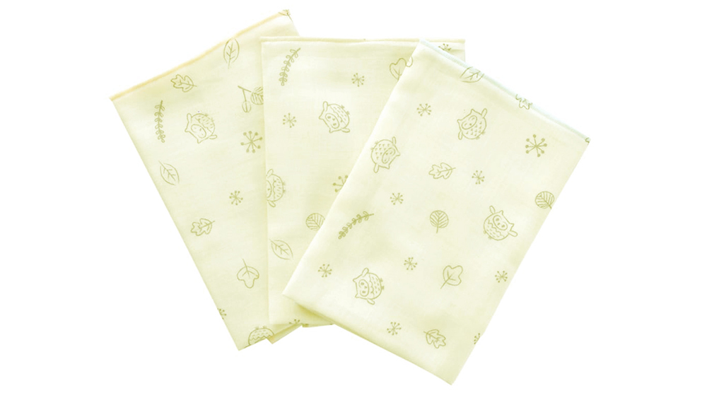 手帕有機棉貓頭鷹圖案 (35 厘米 x 36 厘米) x 3