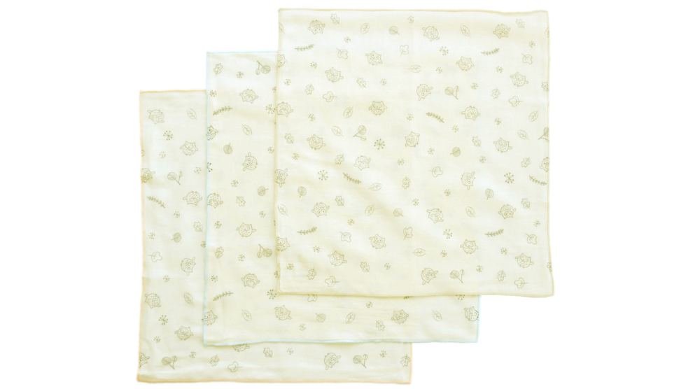 手帕有機棉貓頭鷹圖案 (35 厘米 x 36 厘米) x 3