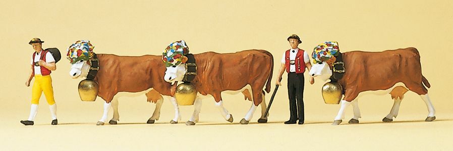 Preiser 10404 HO scale, Almabtrieb with decorated cows
