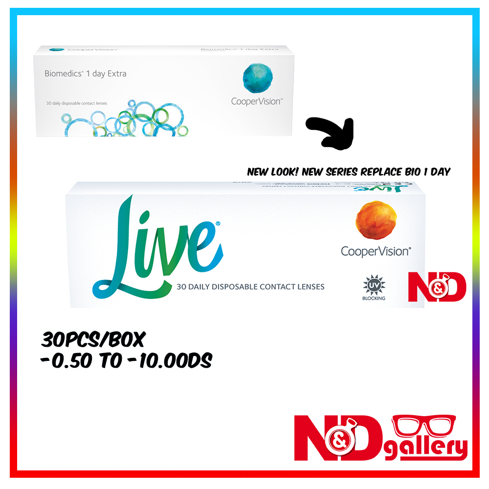Biomedics 1 day Extra / Live 1 day Coopervision 30pcs/Box -0.50 to -10.00 DS Daily Clear Lens