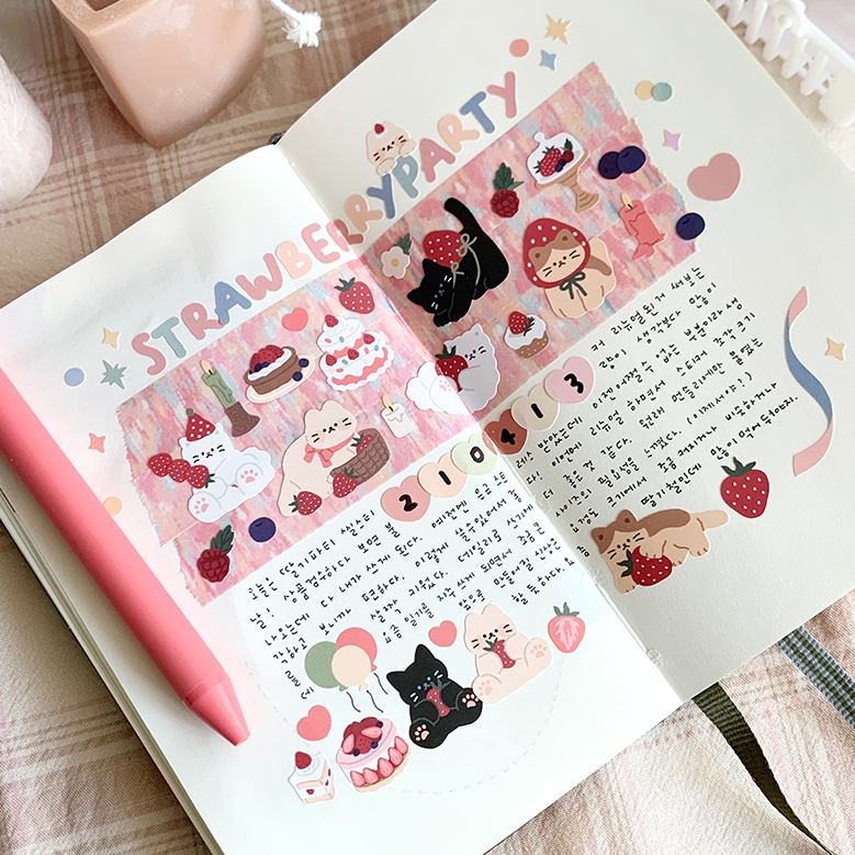 Maymar Sticker－Strawberry Party (Korean Stationery Brand)