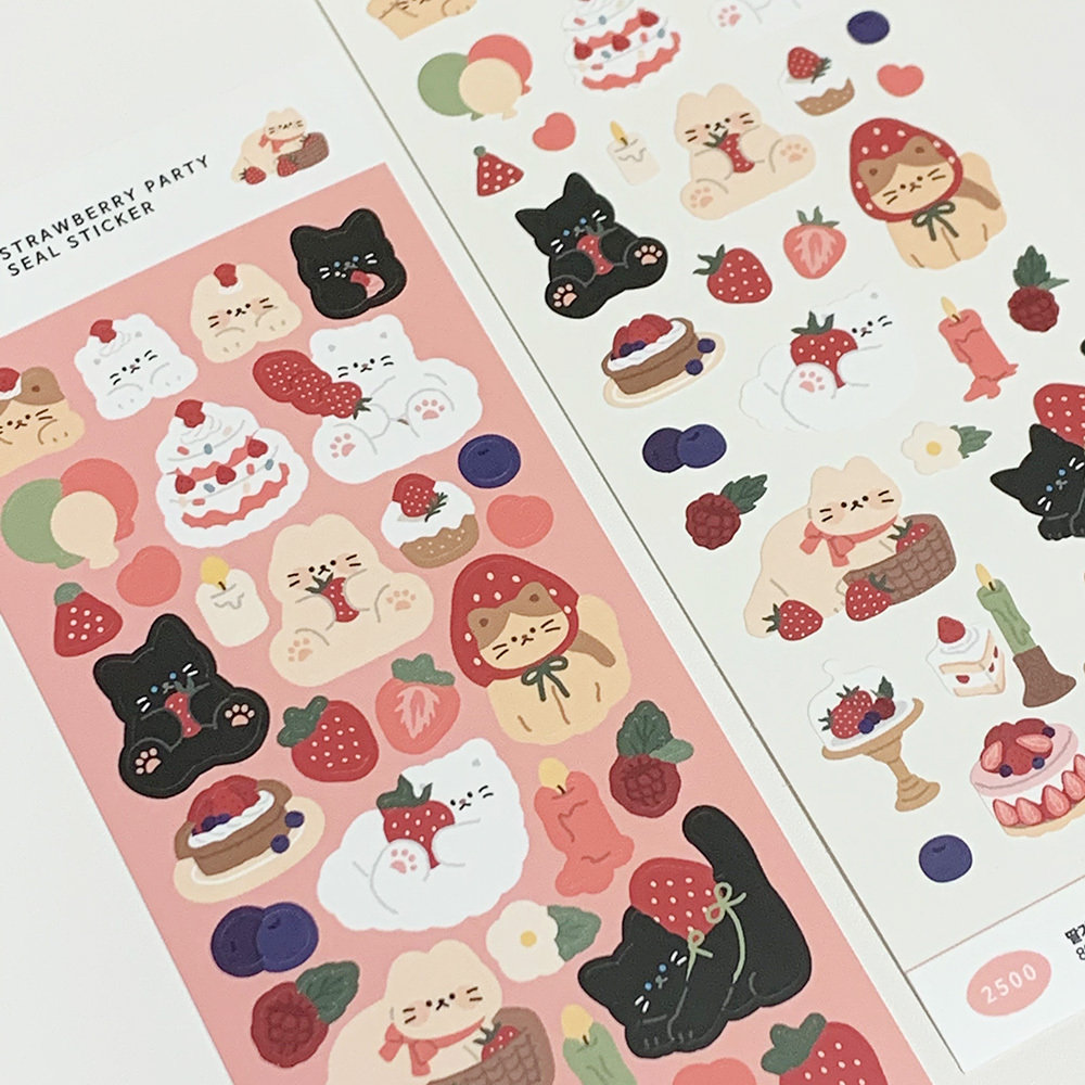 Maymar Sticker－Strawberry Party (Korean Stationery Brand)