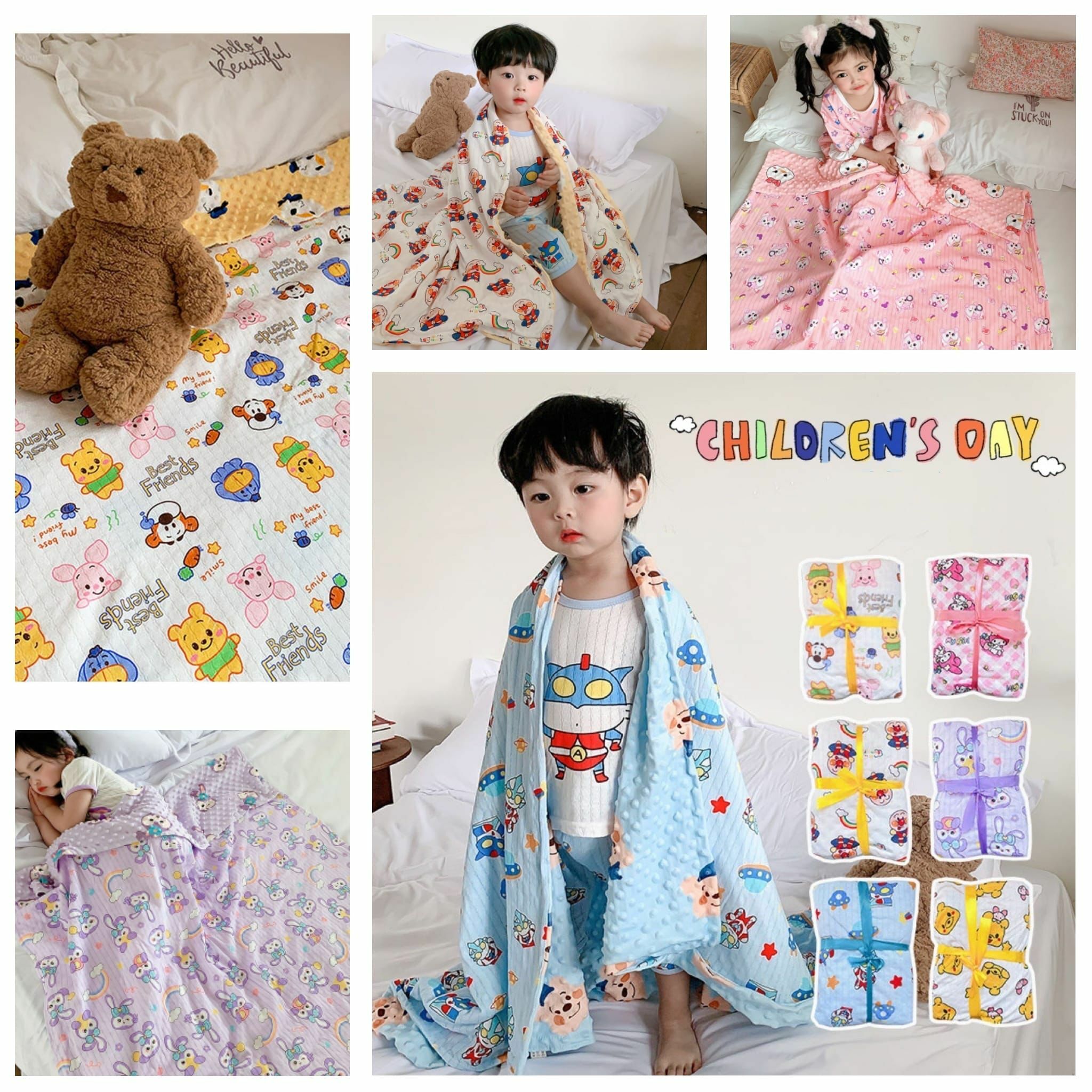 新款🆕兒童雙面四季豆豆被