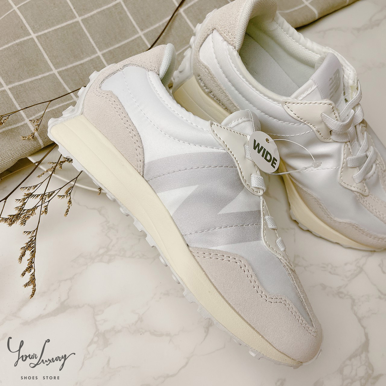 【Luxury】 現貨 New Balance NB327 白絲綢 奶油白 緞帶 中童 跑步 慢跑鞋 童鞋 免鞋帶 特價