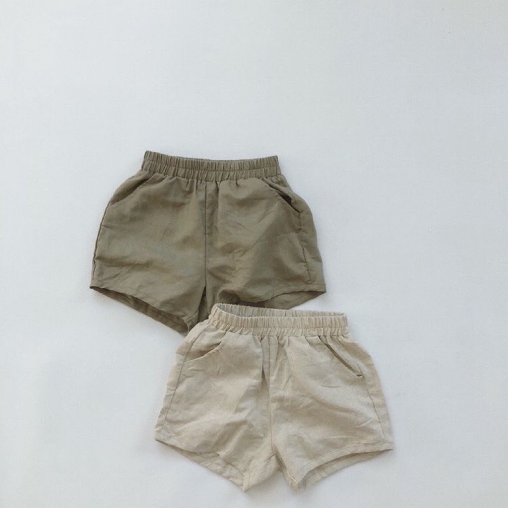 棉麻鬆緊短褲