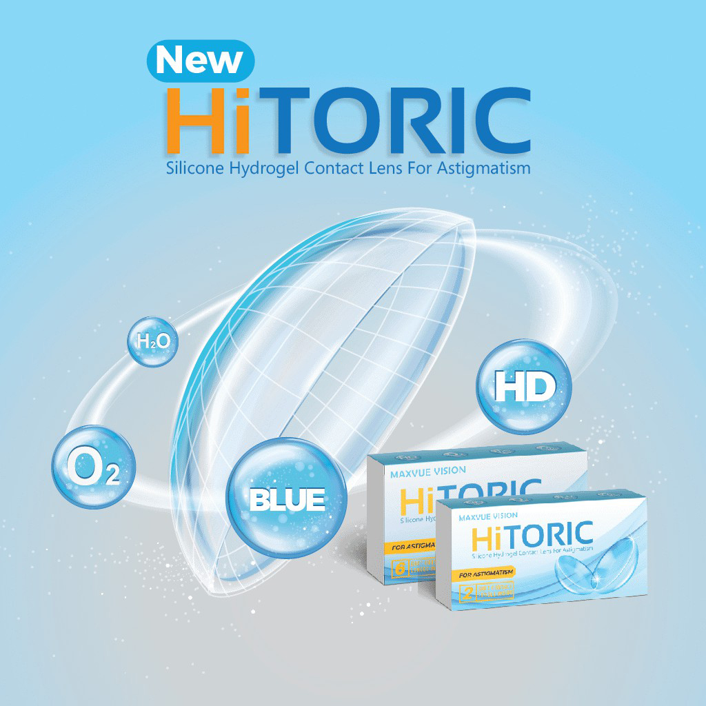 Maxvue HiToric Hi Toric  1 Month Clear Contact lens 2pcs / 6pcs Free 1 pc Silicone Hydrogel lens ( ready stock toric Lens)