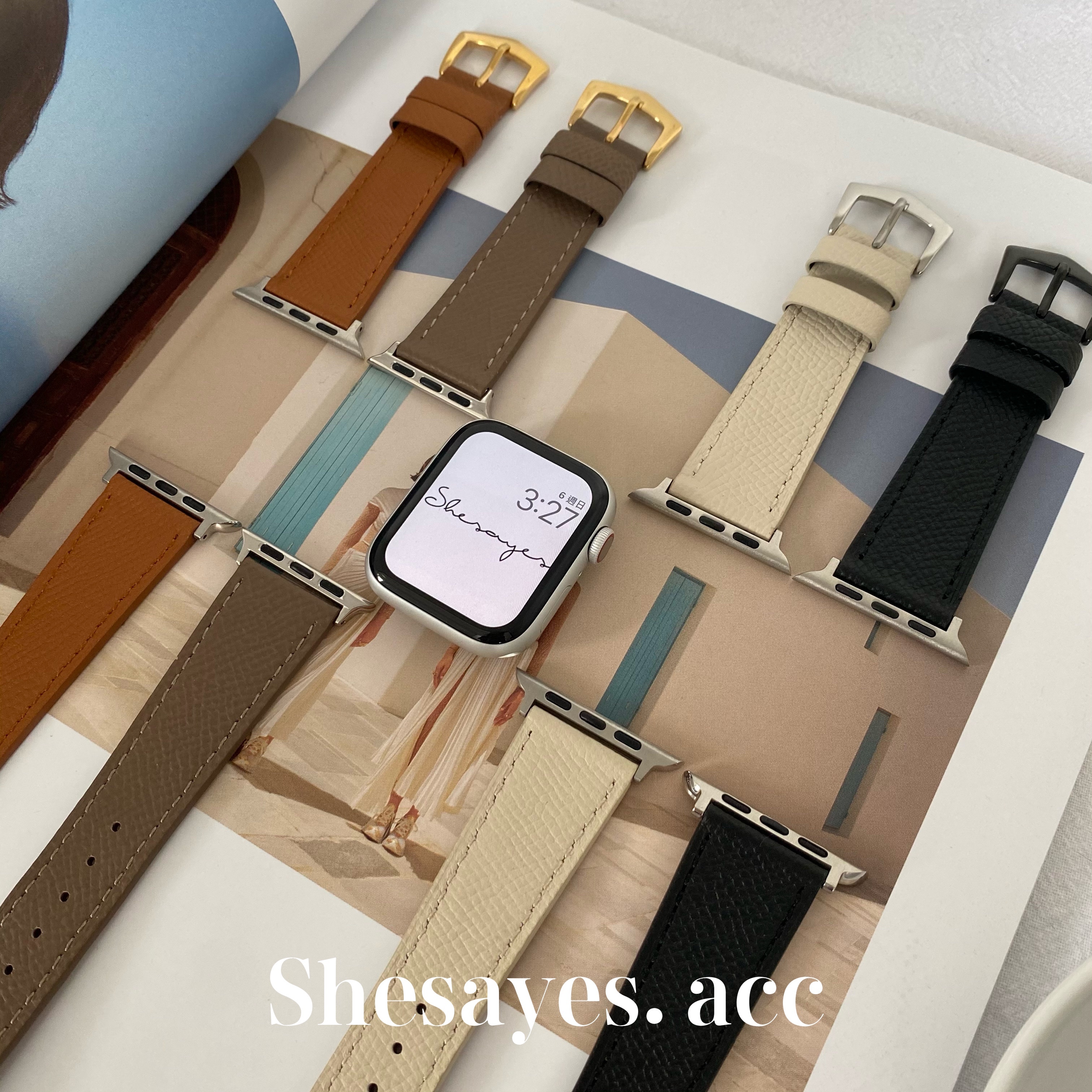 APPLE WATCH荔枝紋皮革錶帶[四色]