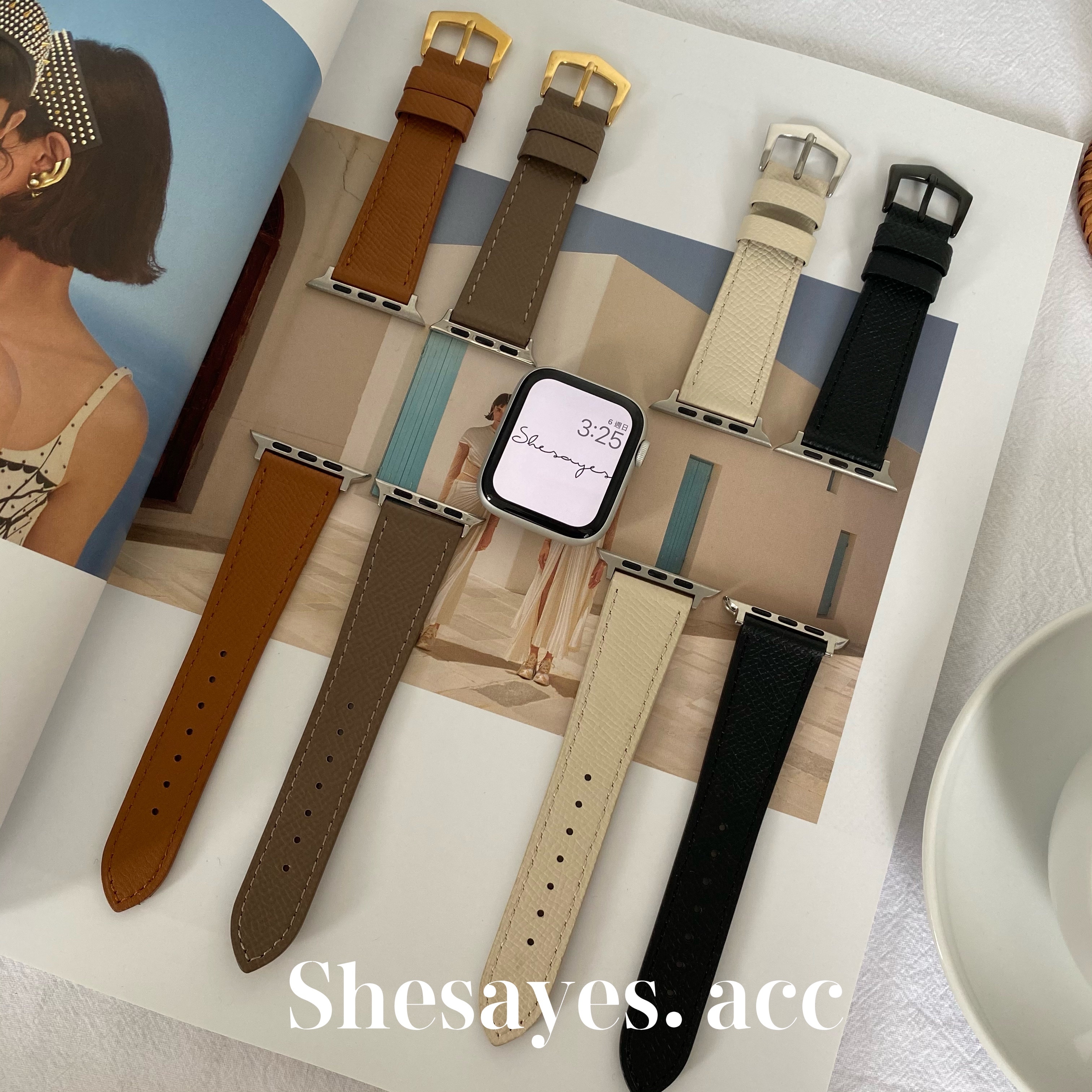 APPLE WATCH荔枝紋皮革錶帶[四色]
