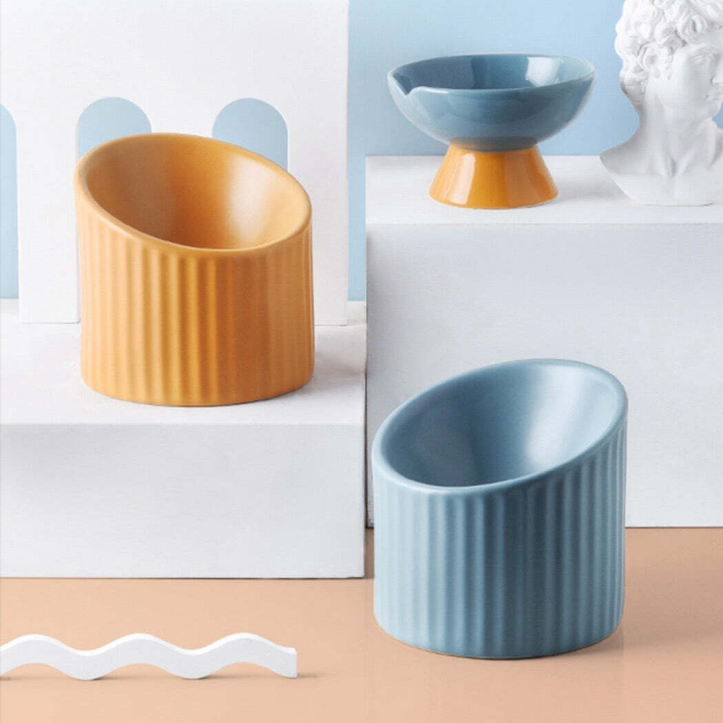 幾何設計淺碗口貓碗