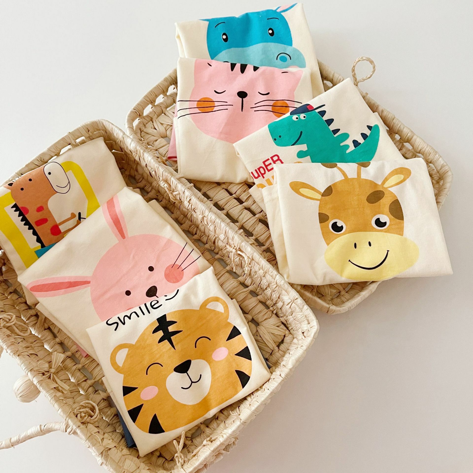 現貨 黃色小熊 100cm 可愛動物插肩袖純棉短T  14款