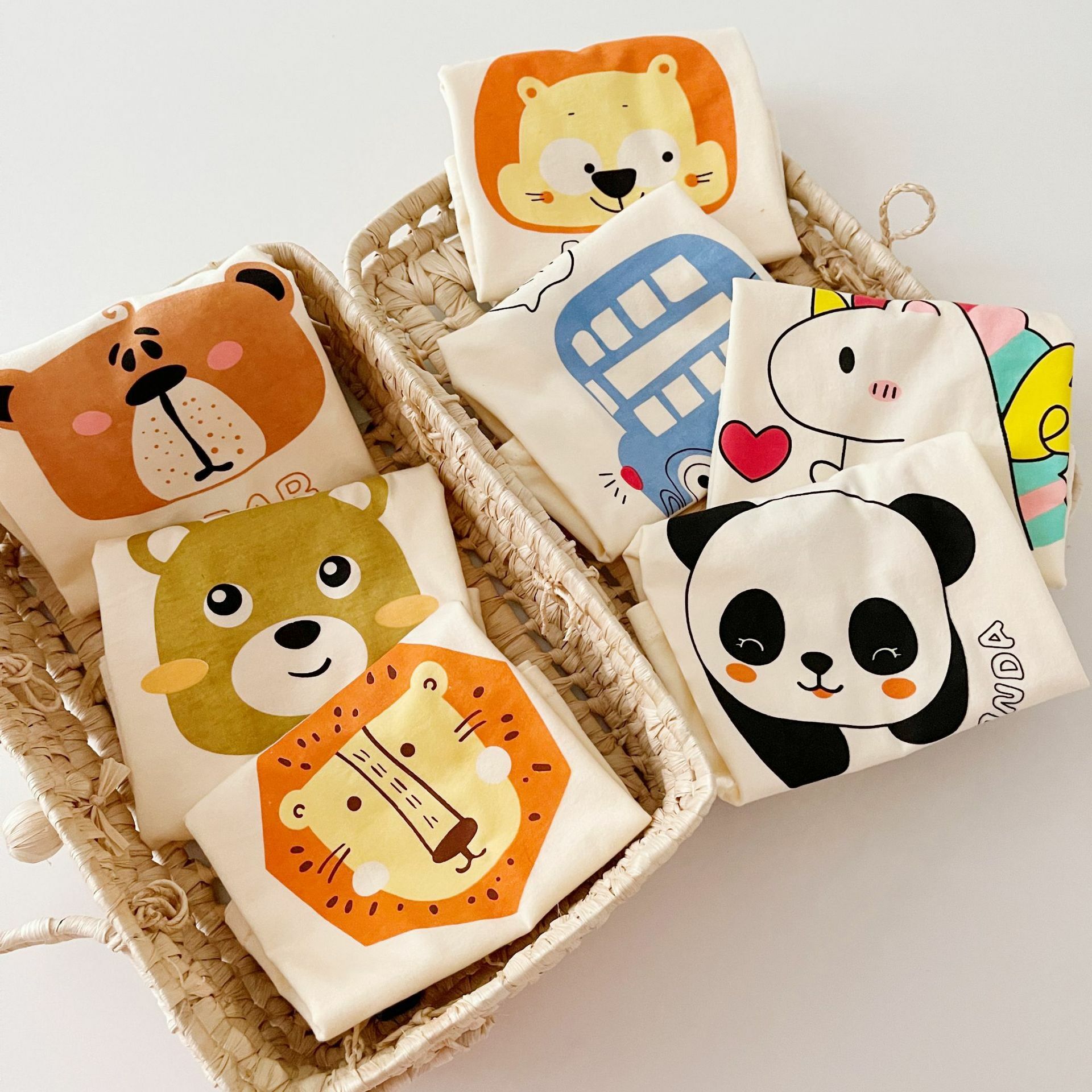 現貨 黃色小熊 100cm 可愛動物插肩袖純棉短T  14款