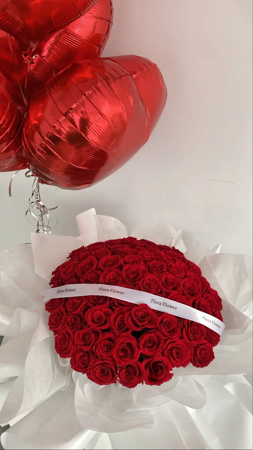 77朵永生玫瑰巨大花束- 永遠的情人