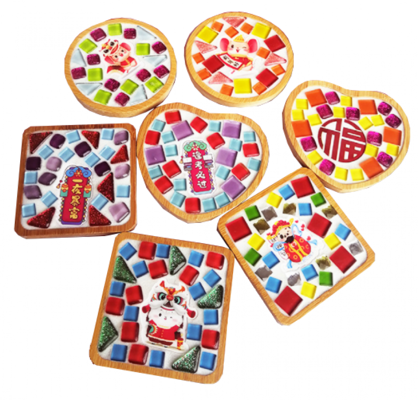 DIY新年馬賽克杯墊材料包 63701