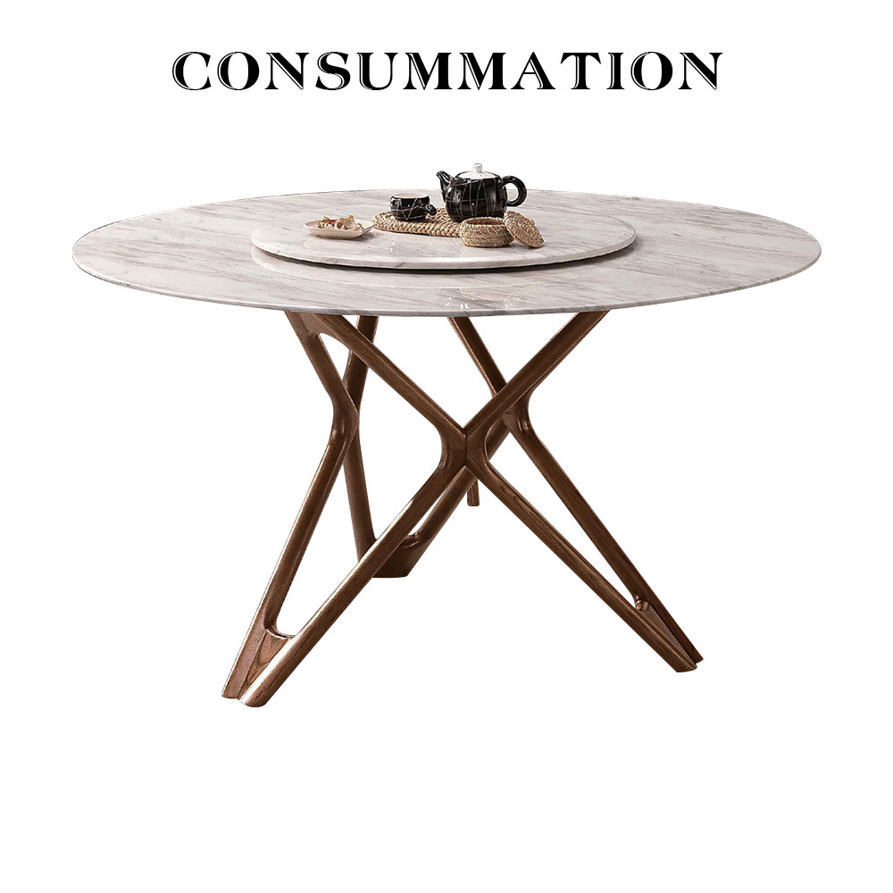 圓滿胡桃石面圓桌