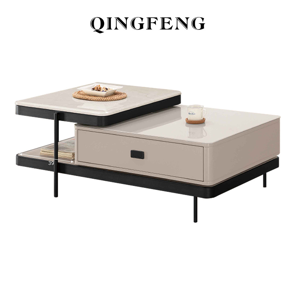 青峰啞光駝色石茶几