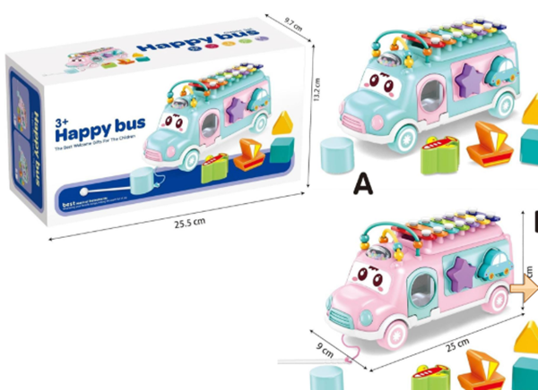 Happy bus敲琴積木繞珠玩具 YQ1811047