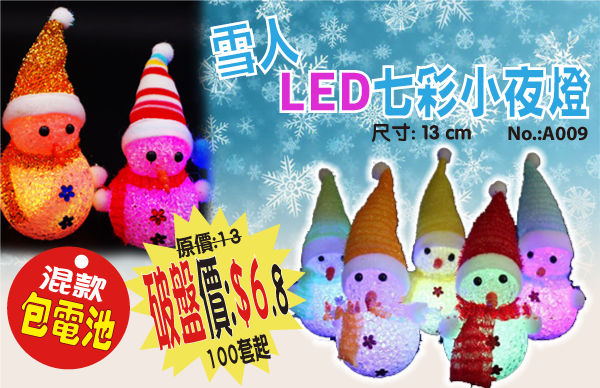 現貨區 雪人LED七彩小夜燈 A009