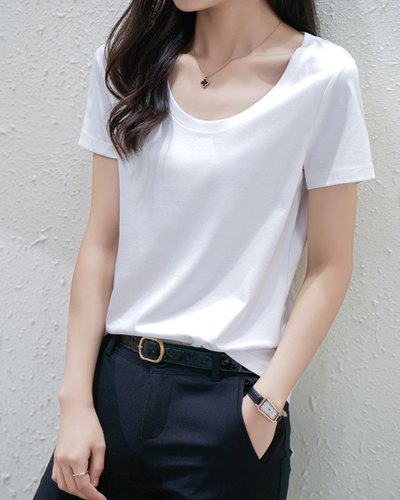 大圓領絲光柔棉上衣 五色