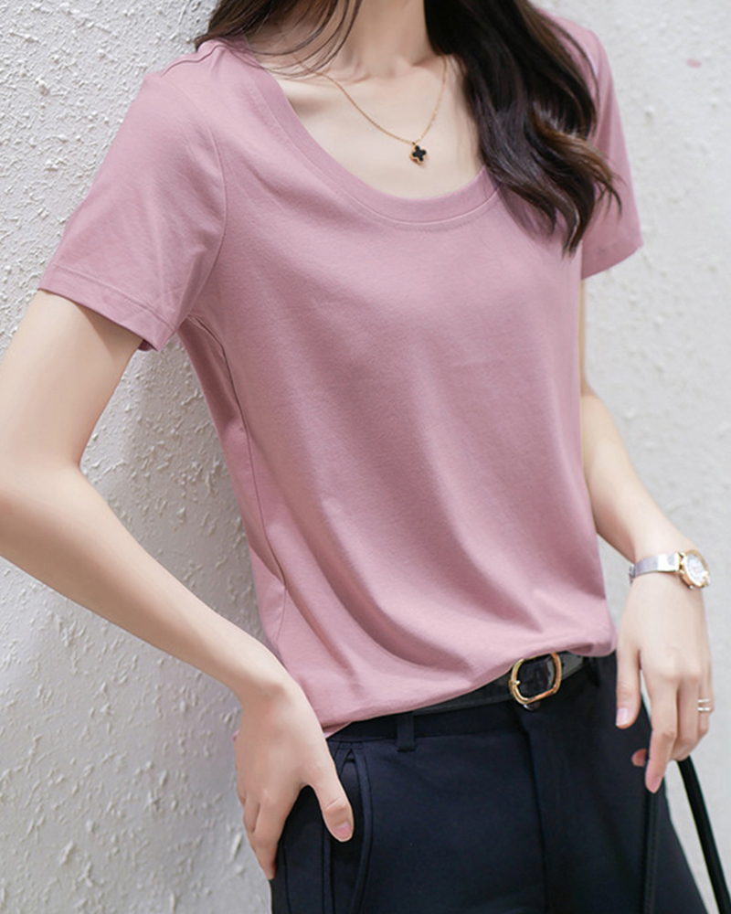 大圓領絲光柔棉上衣 五色