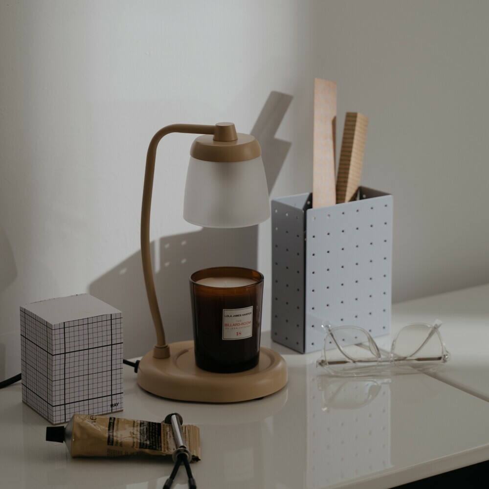 直角玻璃款 (奶茶色) 融蠟燈 香氛蠟燭暖燈 - HOOOME