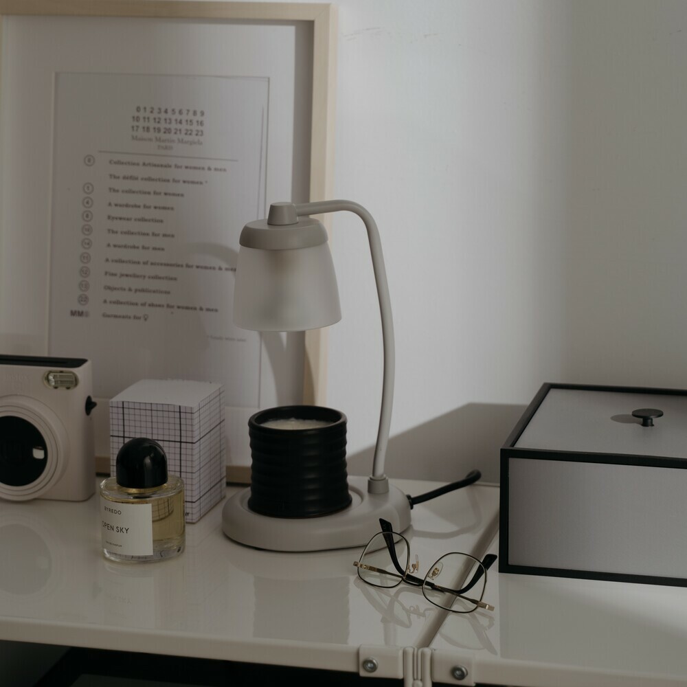 直角玻璃款 (灰白色) 融蠟燈 香氛蠟燭暖燈 - HOOOME