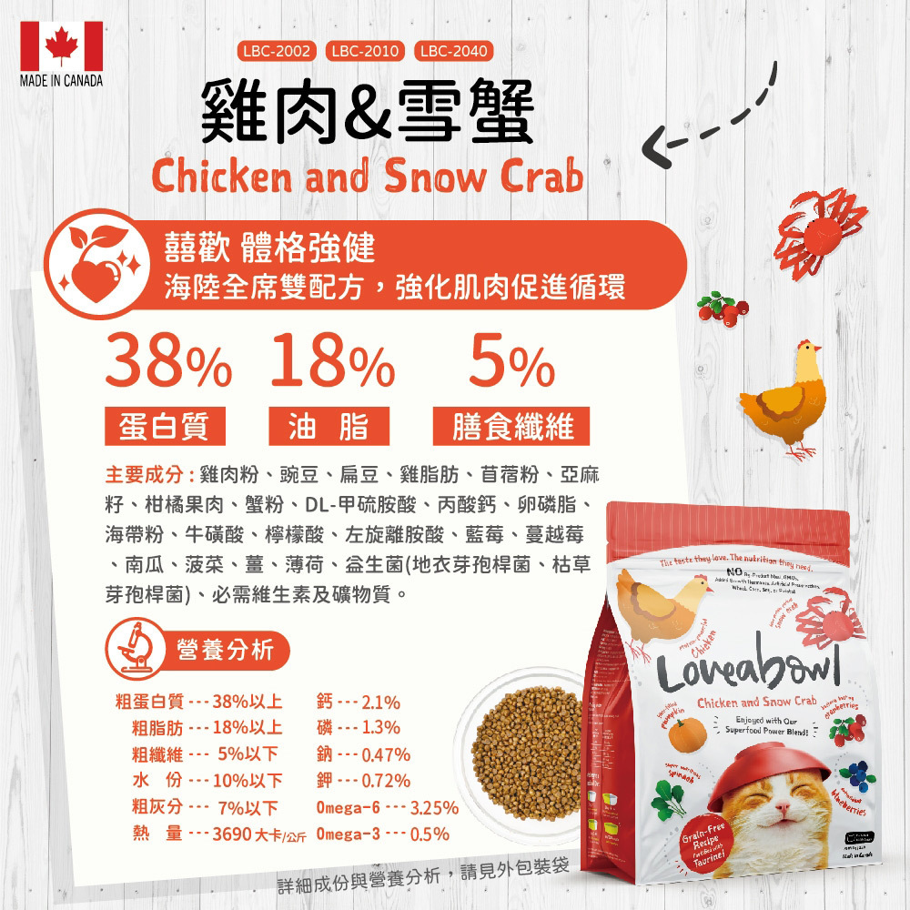 Loveabowl 無穀物雪蟹+雞肉海陸全貓糧