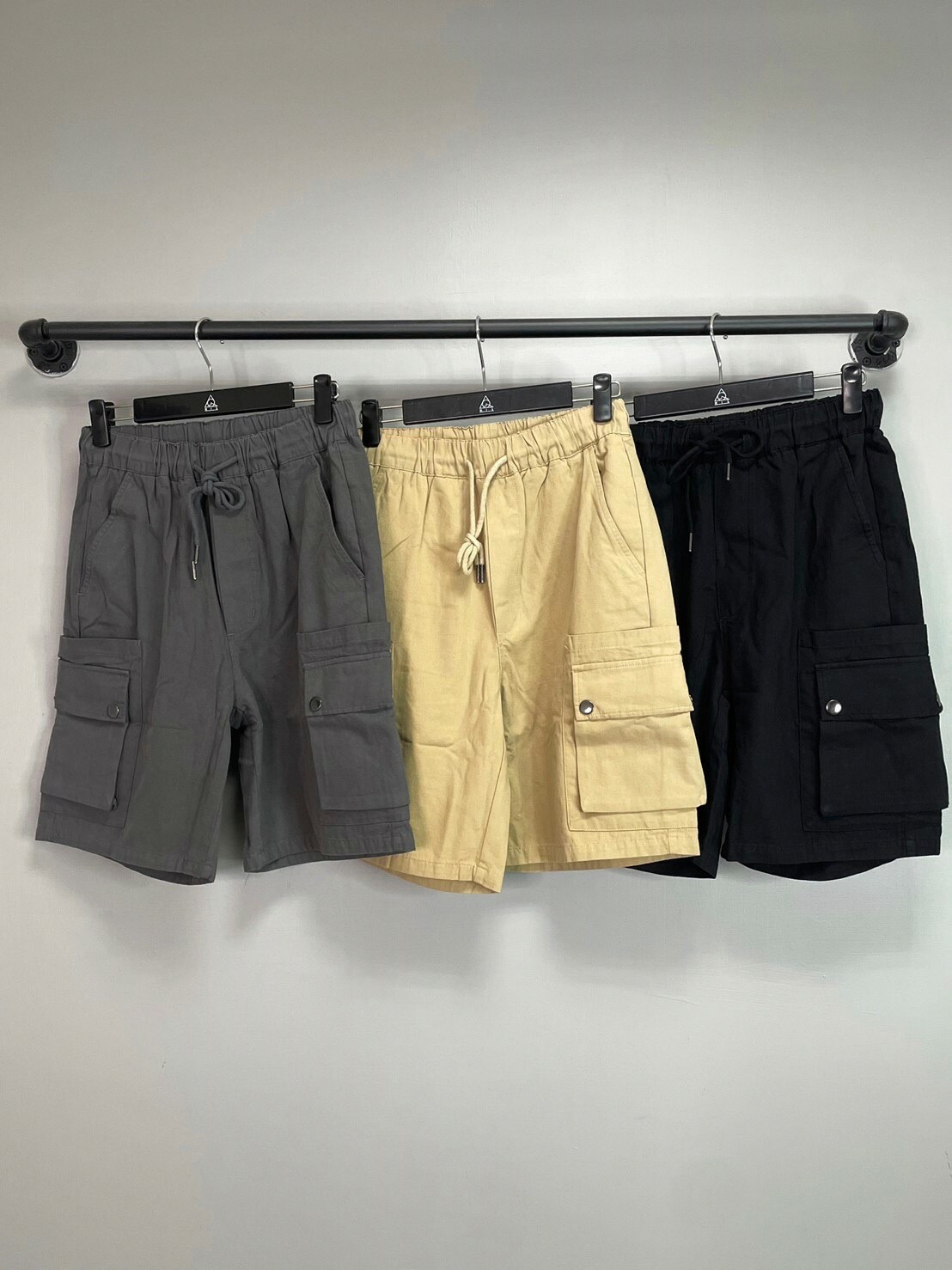 韓國 工裝 大口袋 抽繩 三色 短褲