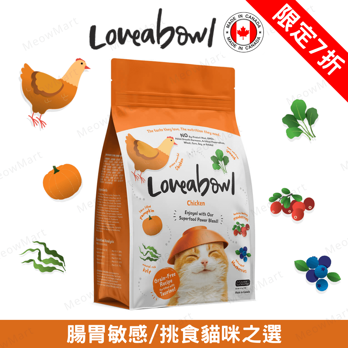 【現貨7折】Loveabowl 無穀物走地雞肉全貓種配方 4.08kg