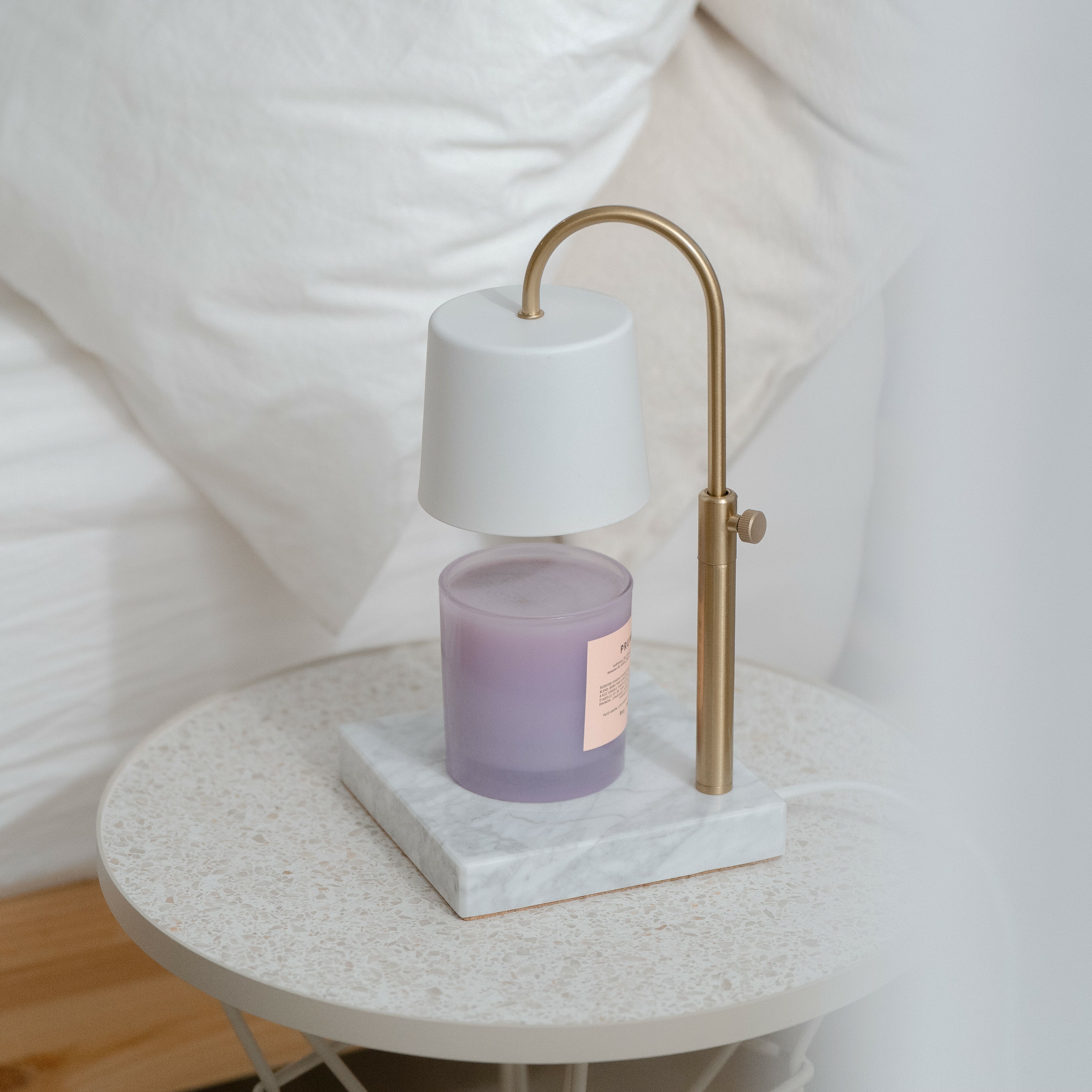 可調升降大理石款 (白色／定時開關) 融蠟燈 香氛蠟燭暖燈 - HOOOME