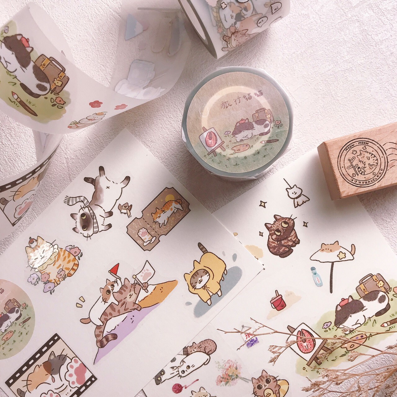 嗨賴 x 魚餅｜旅行貓貓 PET膠帶