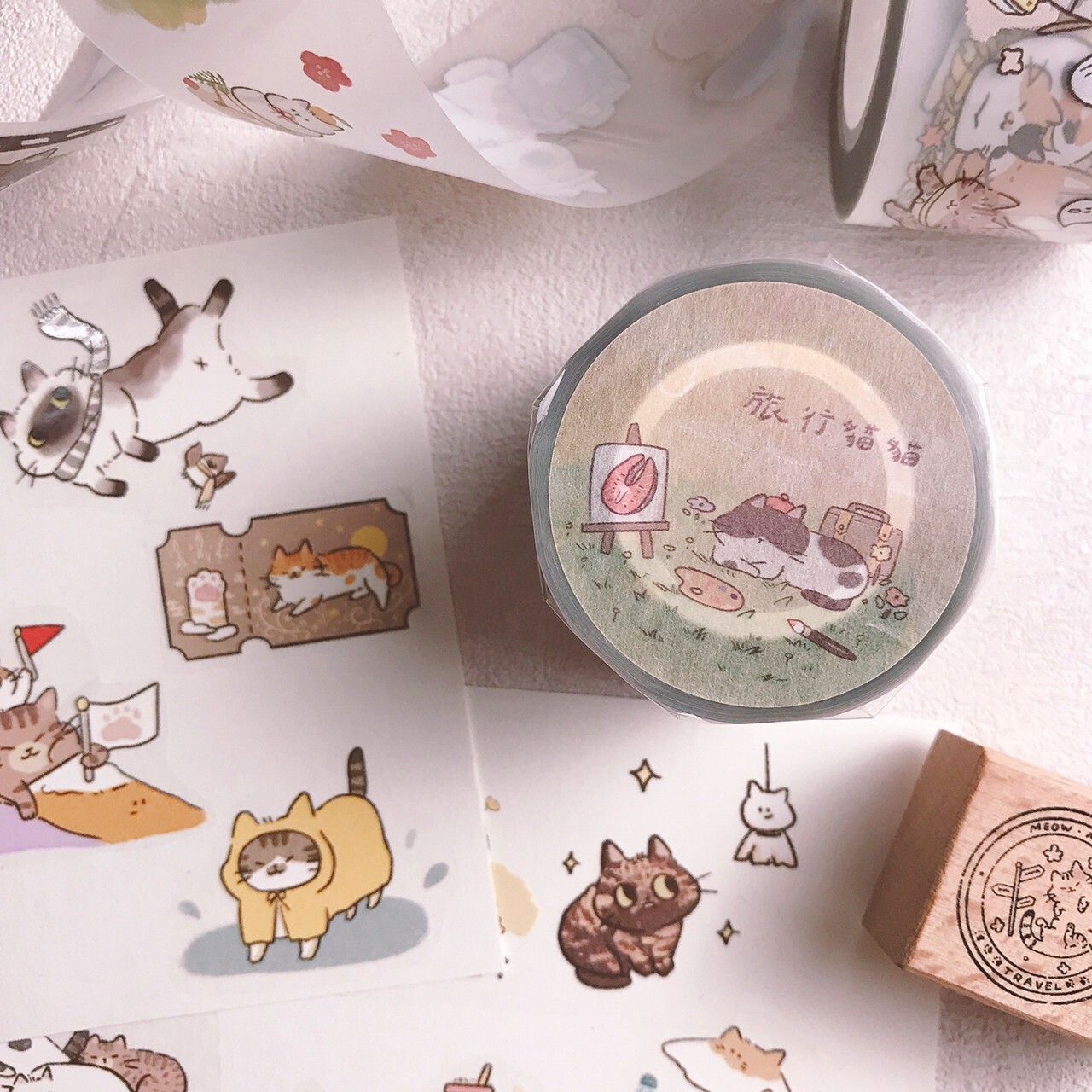 嗨賴 x 魚餅｜旅行貓貓 PET膠帶