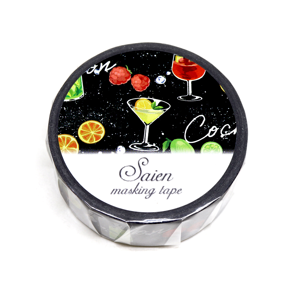 Kamiiso Washi Masking Tape－Saien Cocktail Collection 15mm x 5m Series (Japanese Stationery Brand)