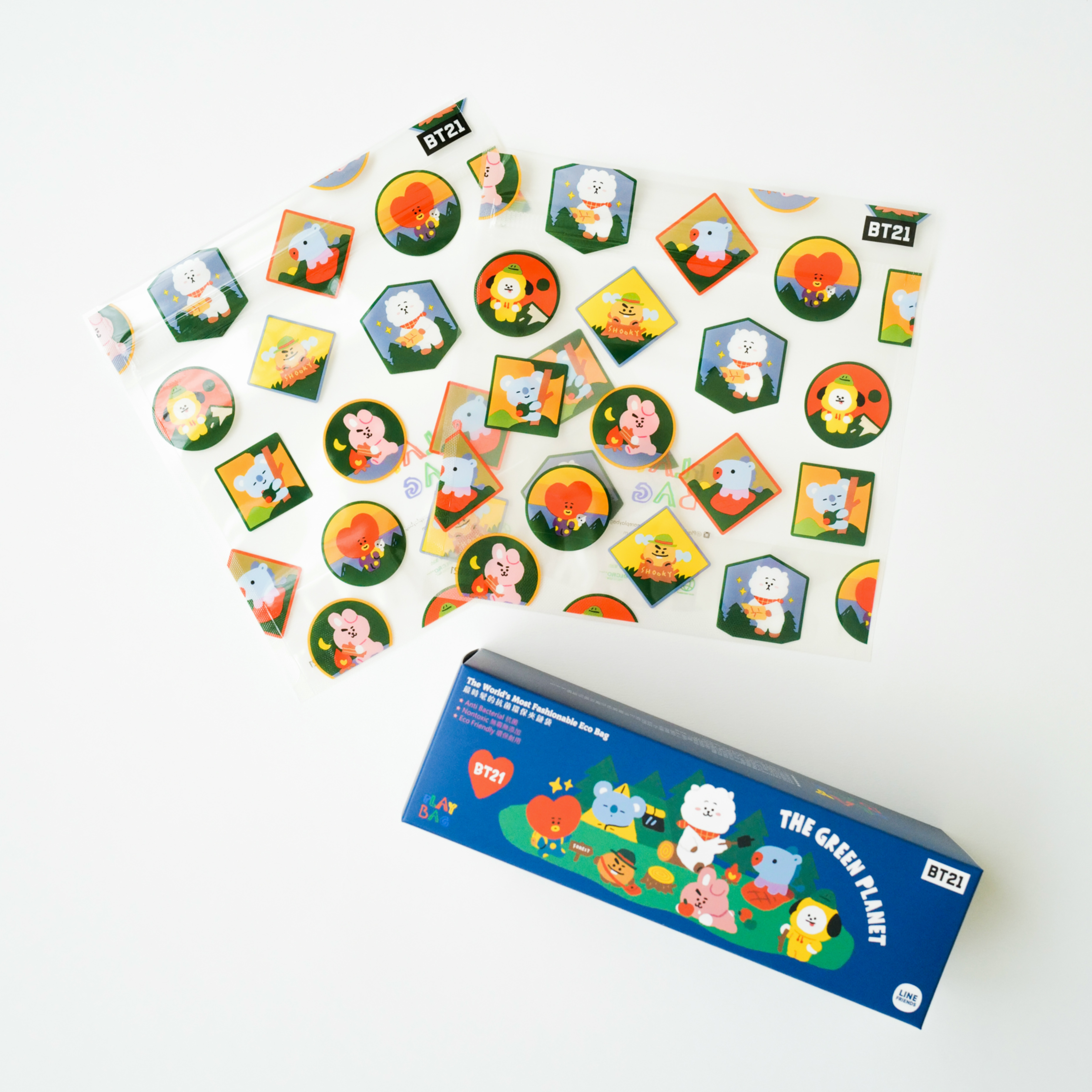 BT21 環保徽章抗菌魔鬼氈夾鏈袋(小型)10入