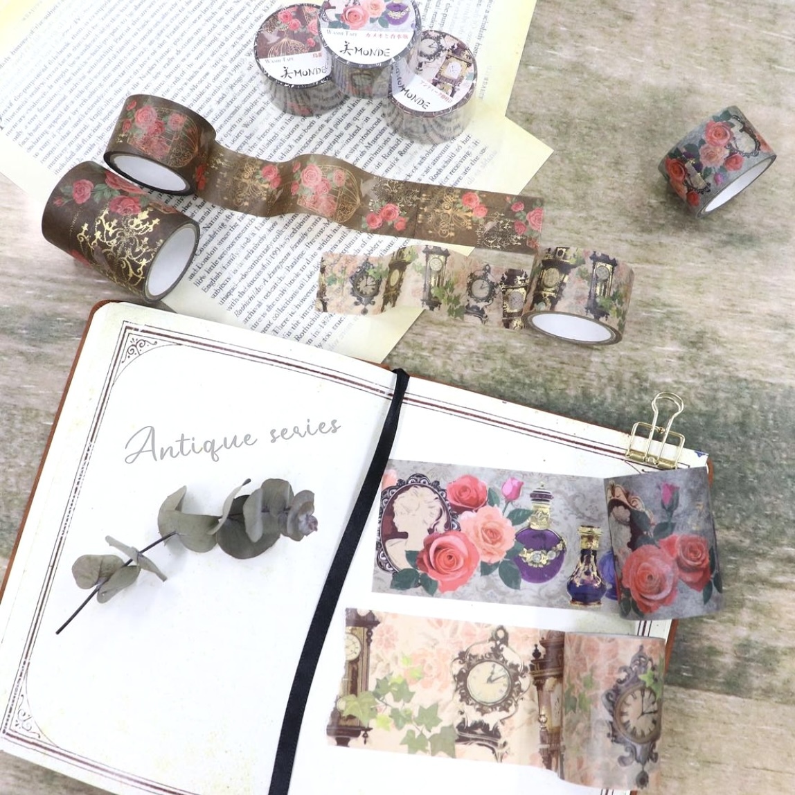 Kamiiso Washi Masking Tape－Monde 25mm x 5m Hot Foil Stamping Series (Japanese Stationery Brand)