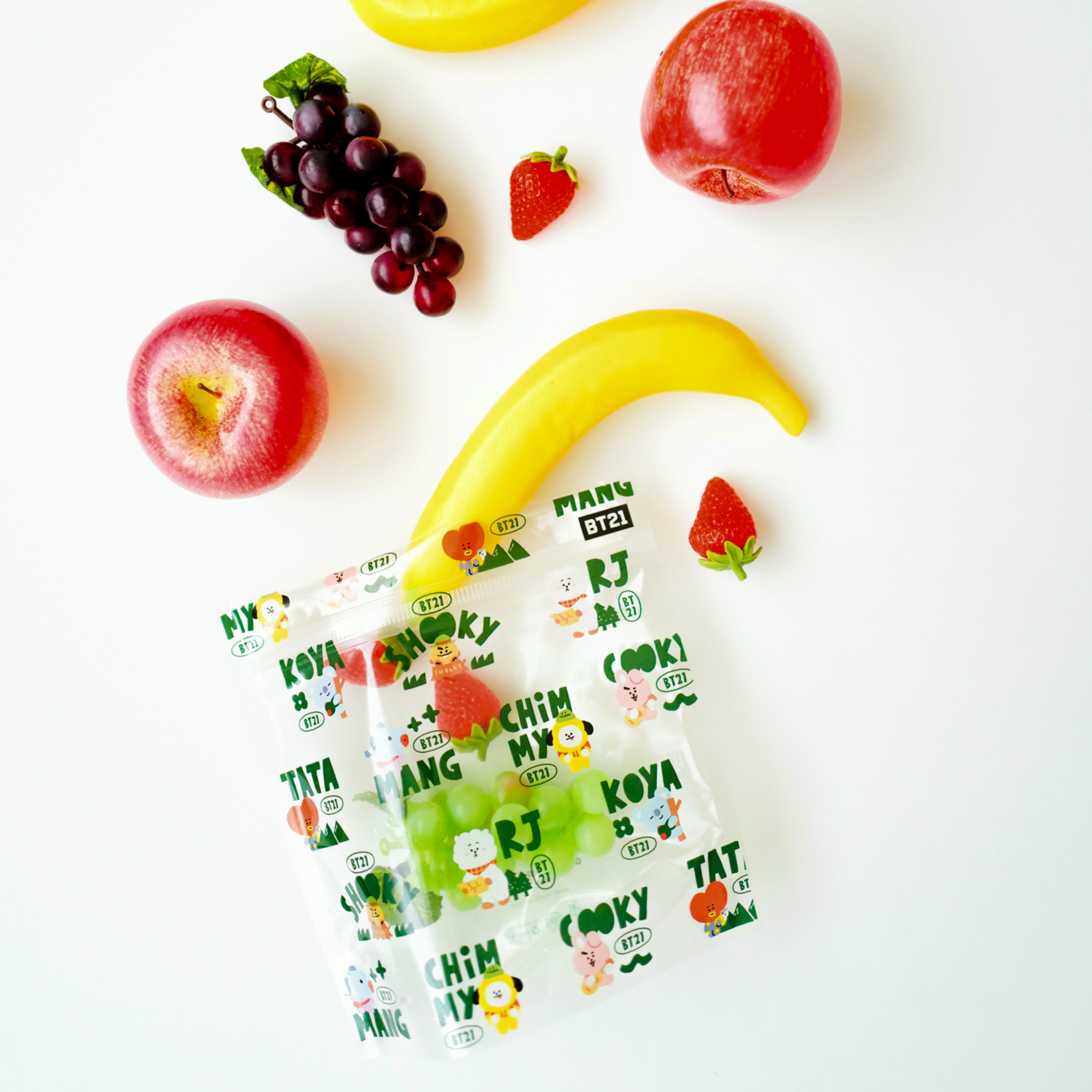 BT21 人物徽章抗菌魔鬼氈夾鏈袋(小型)10入