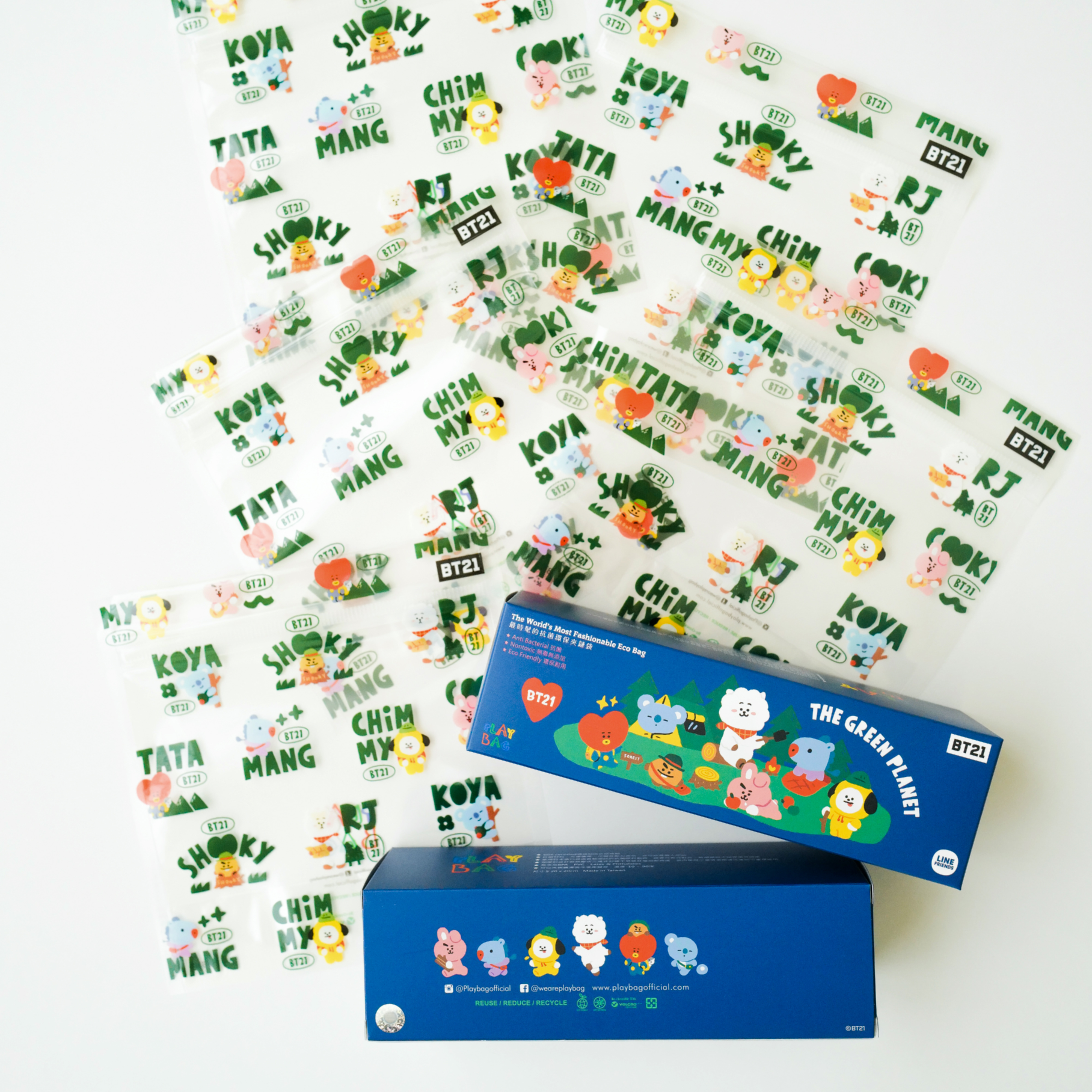 BT21 人物徽章抗菌魔鬼氈夾鏈袋(小型)10入