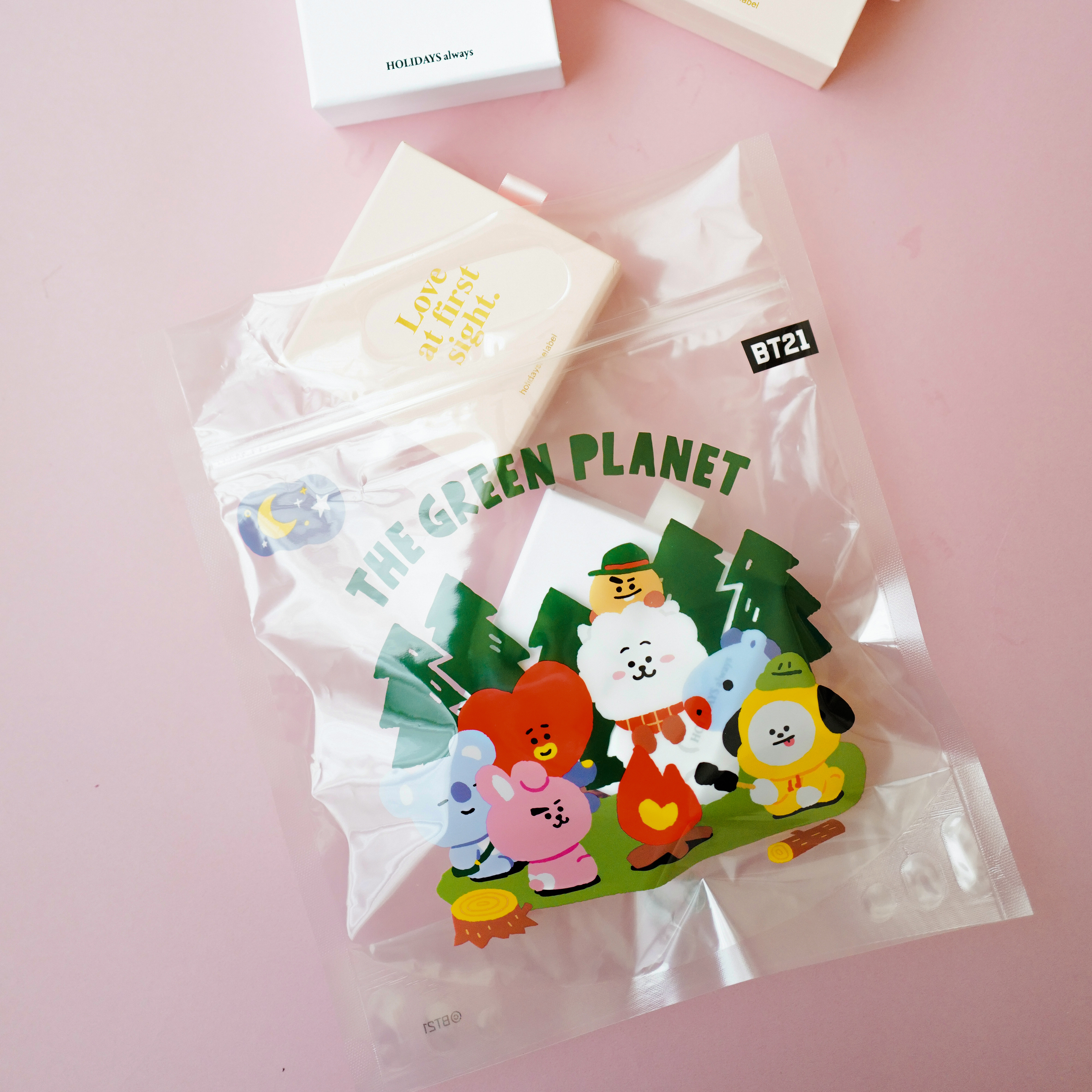 BT21 營火派對抗菌手提環保夾鏈袋(中型)8入