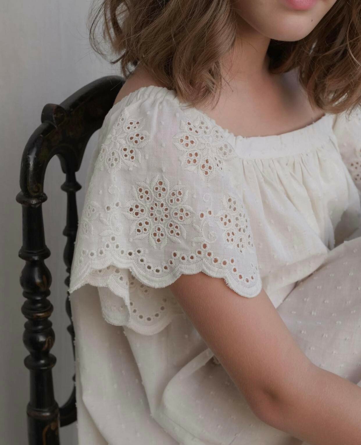 MINIMOM - Lorena Dress（Ecru Embroidery）