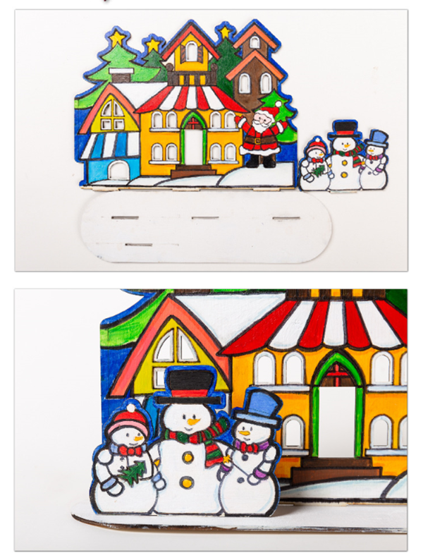 DIY聖誕立體木質塗色小屋材料包 M1956