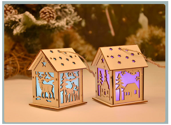 DIY聖誕節發光木質擺件 M329
