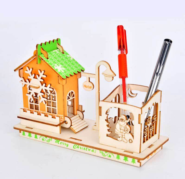 DIY 3D拼裝聖誕木質筆筒 M3803