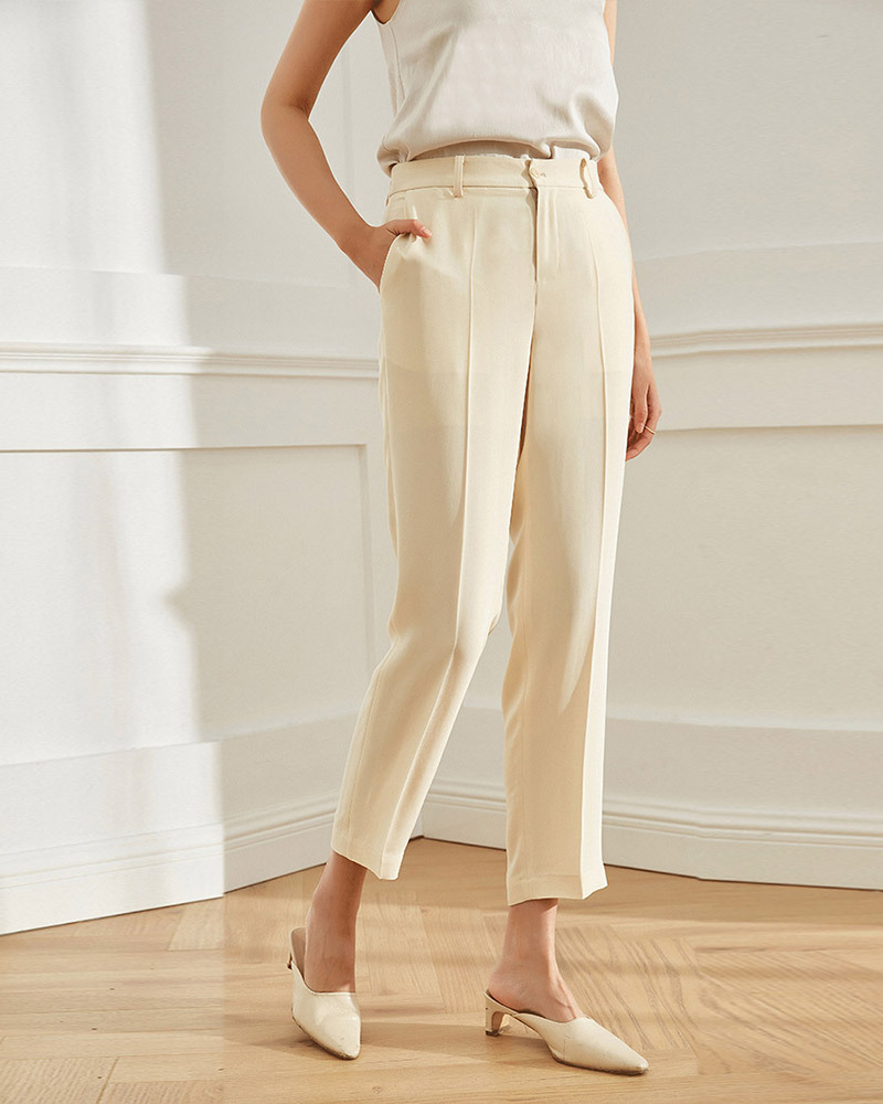 高腰單釦九分西裝褲 三色
