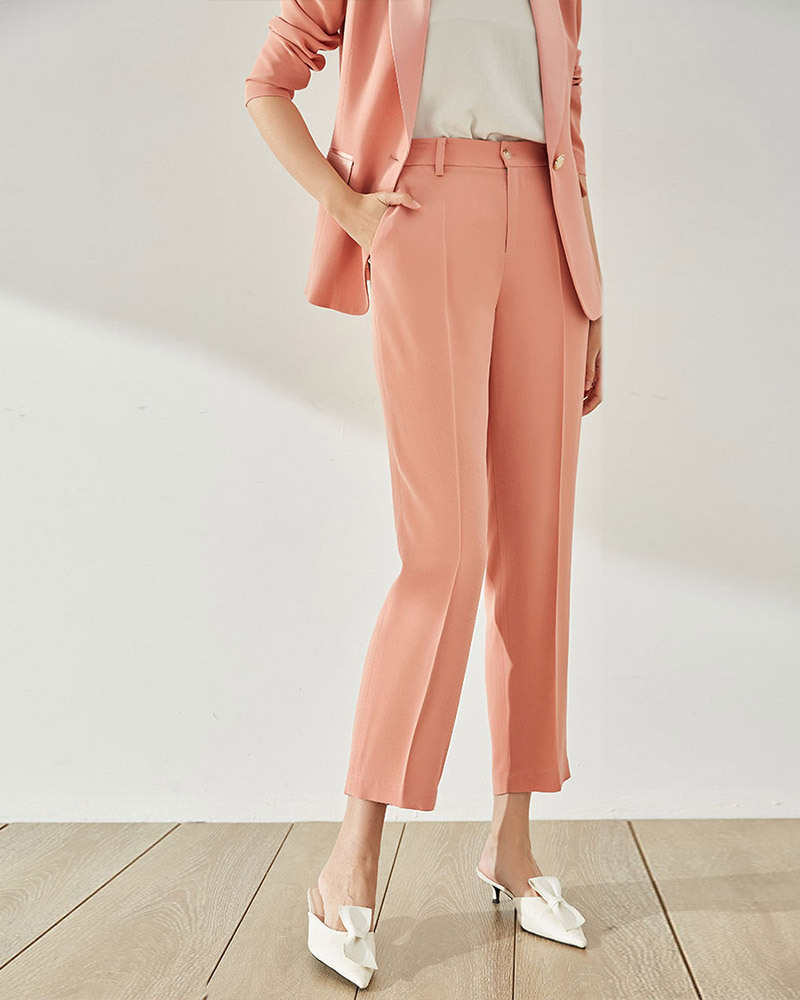 高腰單釦九分西裝褲 三色